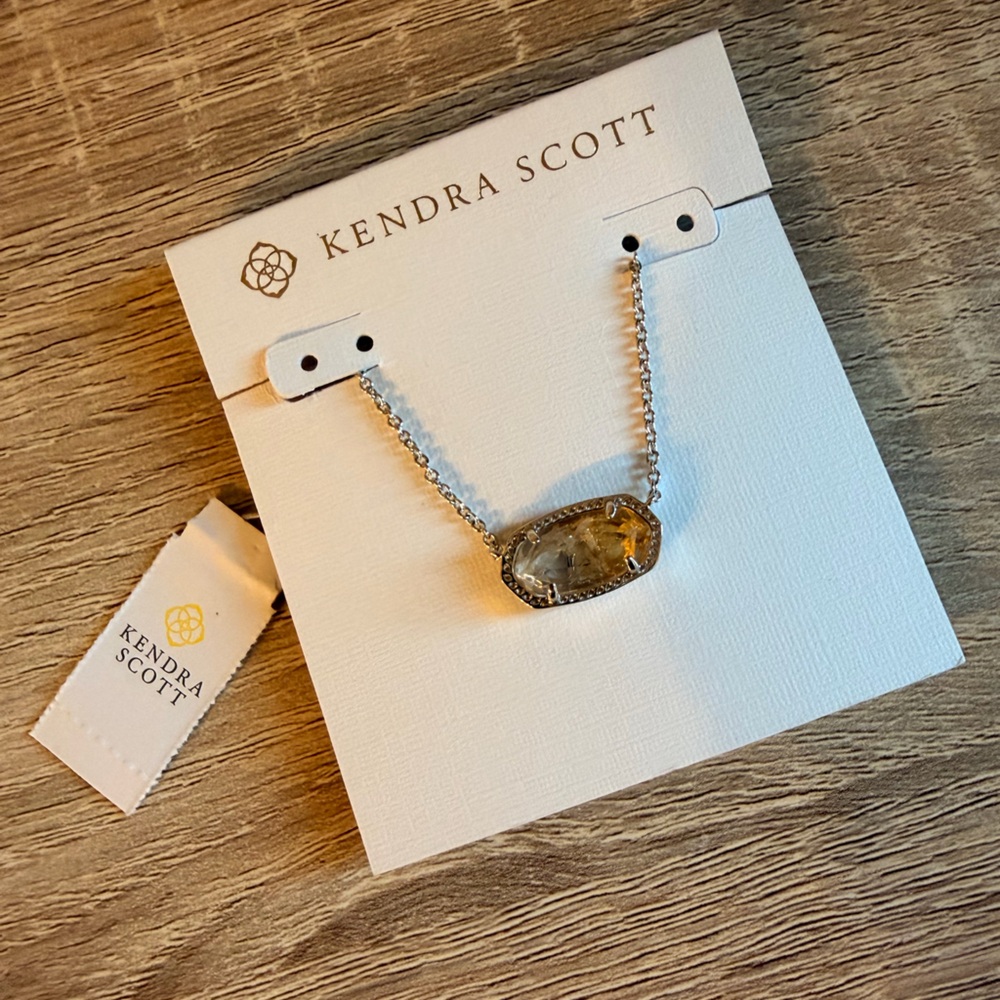 NWT Kendra Scott Silver Elisa with Citrine Stone
